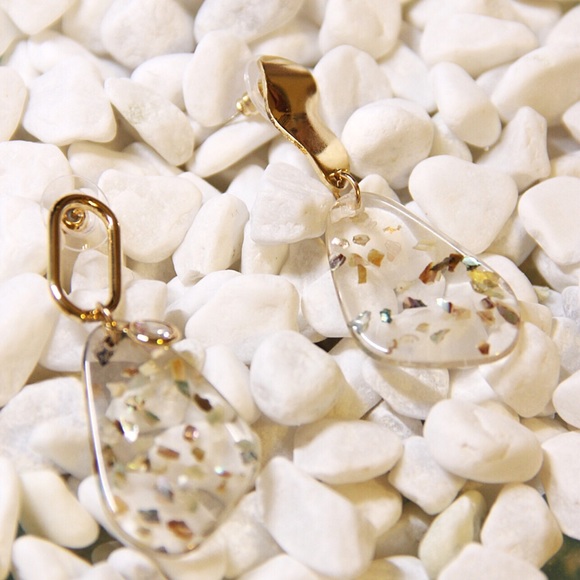 Transparent Sparkle Geometric Drop Earrings - Picture 1 of 4